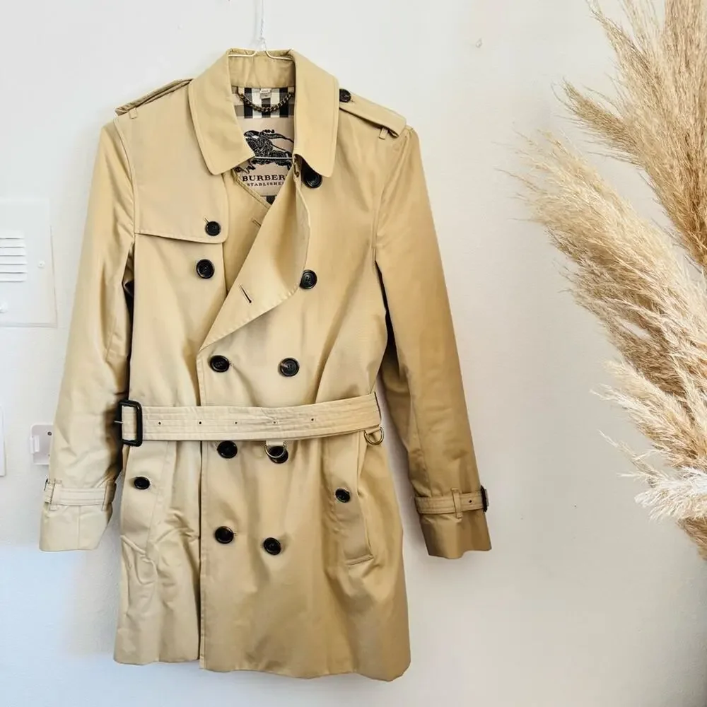 BURBERRY Heritage Khaki Tan Sandringham Trench Coat Rare Button Belt Coat M 46 - Picture 2 of 16